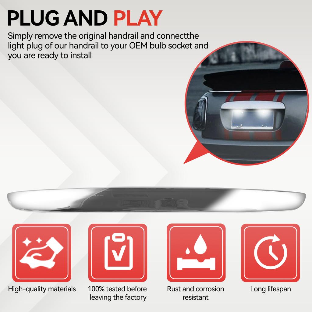 Car Chrome Tailgate Hatch Trunk Handle Grip Auto Replacement Fits For-BMW Mini Cooper R55 R56 R57 R58 R59 2007-2014 51132753603