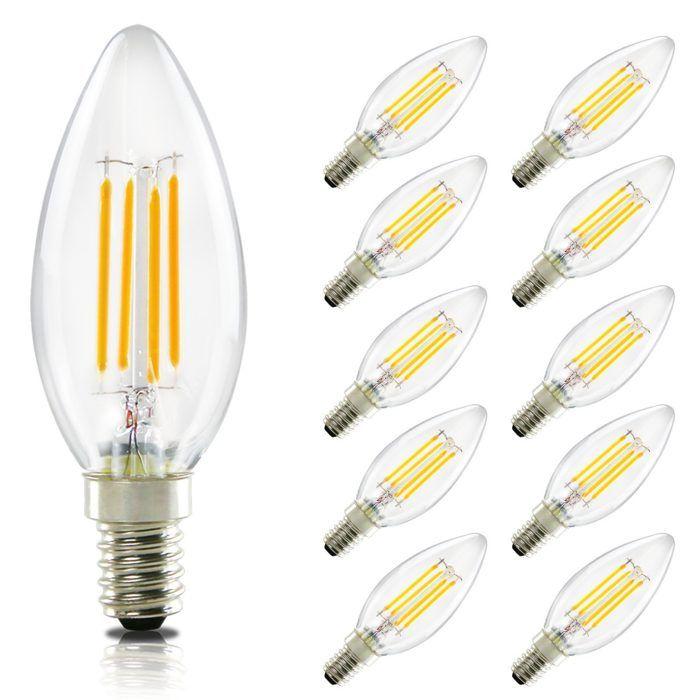Pack de 10 ampoules LED E14 - NETTLIFE - C35 Edison - 4W - 2700K blanc chaud - Non-dimmable