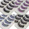 5 Pairs Rhinestone False Eyelashes Colored Lashes with Fiber Hard Stem for Stage Performance Masquerade Party Photography