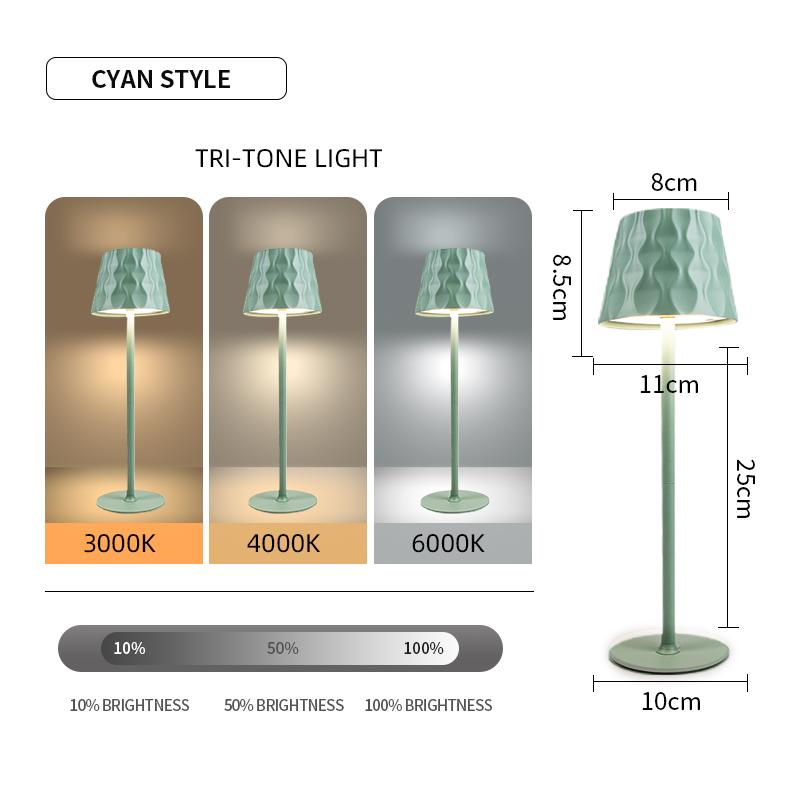 3 цвета Настольная лампа Перезаряжаемый настольный ночник Сенсорное затемнение Прикроватные лампы Освещение для обеденного стола Для отеля Бара Кафе Свет для настроения