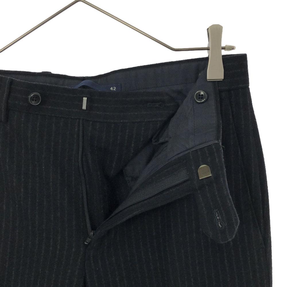 INCOTEX Striped Pattern Wool pants 42 black Center press Men's Used