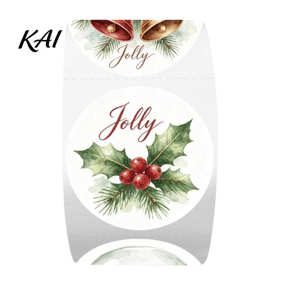 Festival Card Decorating Tags Christmas Round Stickers, Nordic Style Watercolor Decorative Labels, DIY Craft Decoration Stickers Holiday Envelope