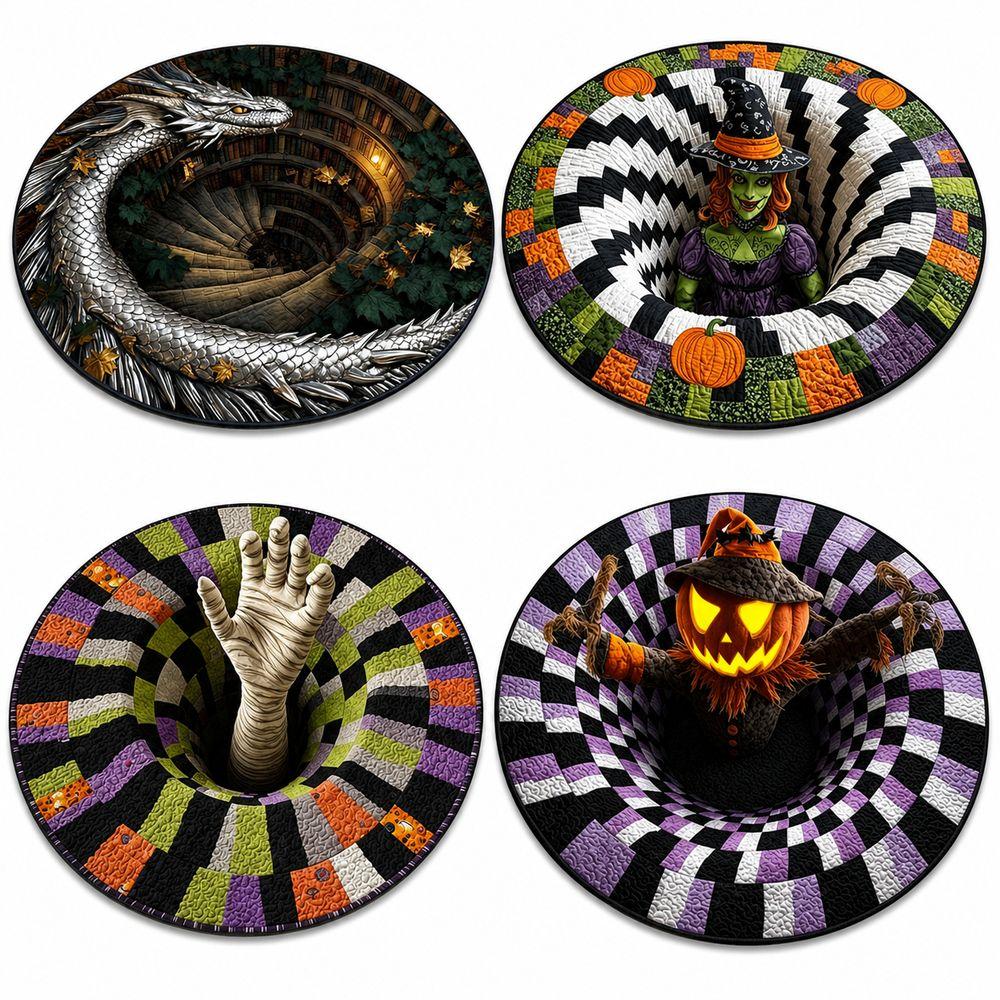 Halloween Pattern Round Halloween Rug Crystal Velvet Halloween Carpet Halloween Decoration