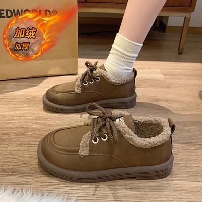 CRLAYDK Ботинки с меховой подкладкой для женщин, кожаные теплые модные кроссовки для улицы, удобные для ходьбы, зимние ботинки на плоской подошве