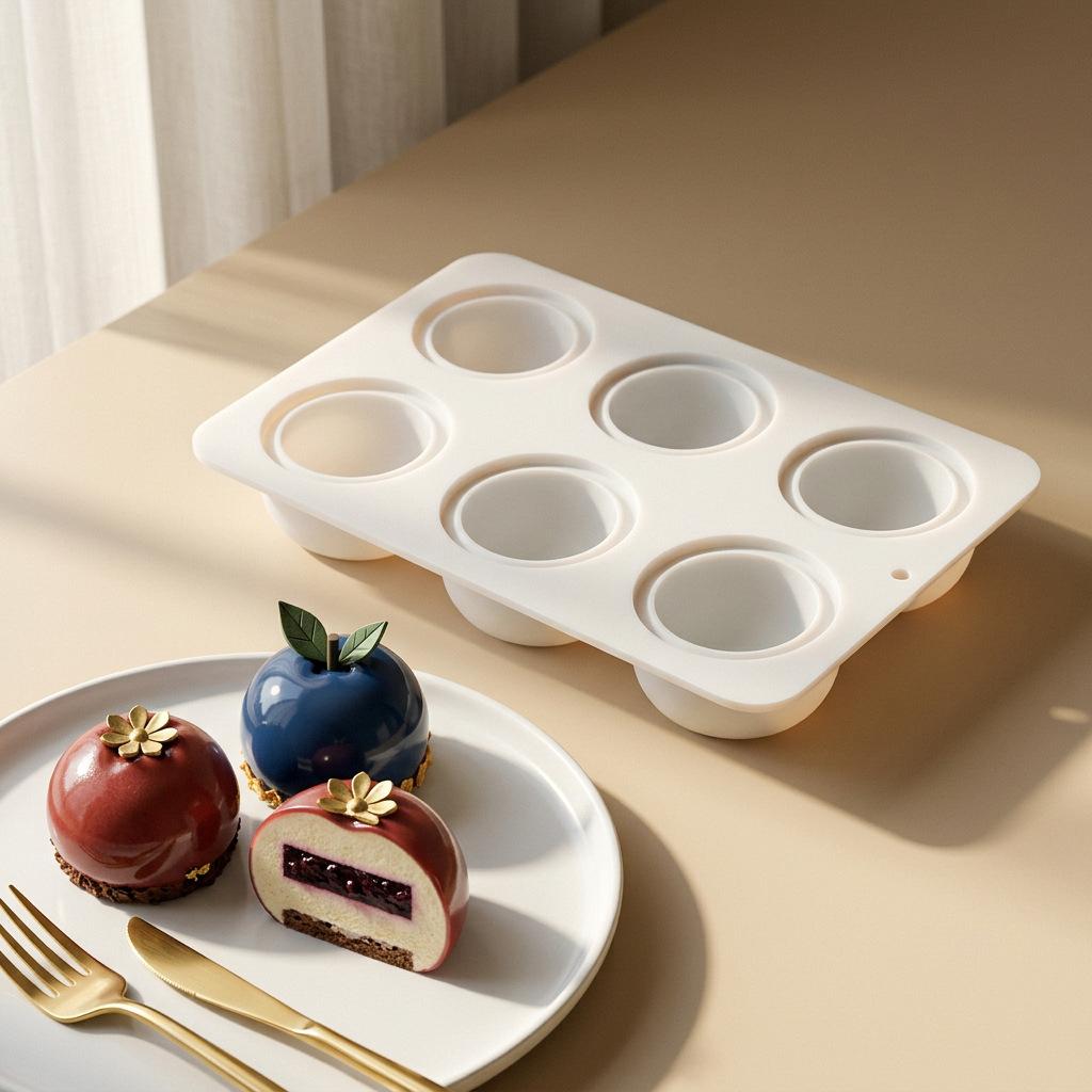 1/6 Cavity Blueberry Mousse Cake Baking Mold Fruit Shaped Dessert Silicone Mold for Chocolate Pudding