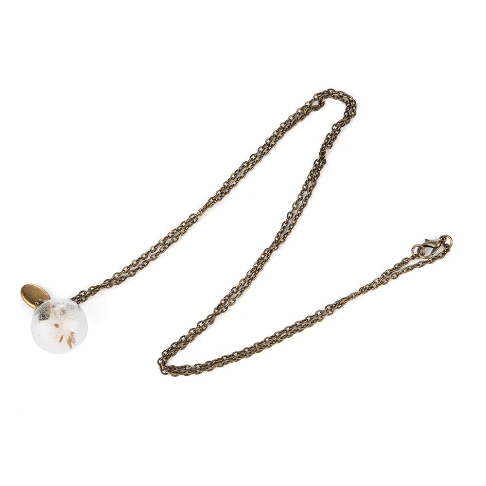 Charm Gift For Her New Dandelion Clear Crystal Ball Pendant Dandelion Wishing Necklace Handmade