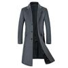 Spring Autumn Men's Woolen Coat Long Over The Knee Suit Collar Men's Coat