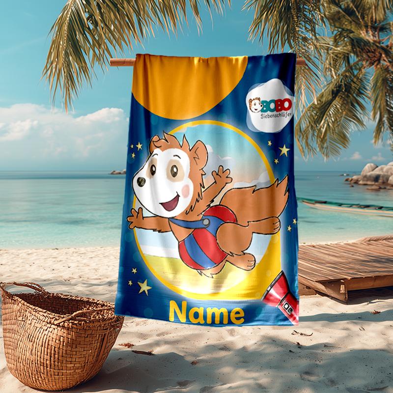 Custom Name Ultra-Soft Beach Towel with Bobo Theme,Ideal for Pool - Camping, Diving - Perfect Travel Essential, Vibrant Beach Towel.