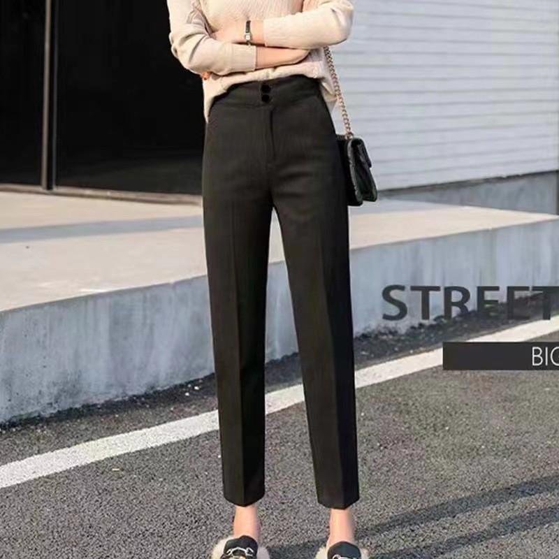 Womens Wool Blend Straight Leg Trousers Winter Casual Tailored Pants Slim Fit
