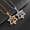 Fashion Hip-hop Titanium Steel Rhinestone Star of David Pendant for Men Hexagram Necklace Punk Style Boyfriend Jewellery Accessories