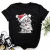 Christmas Xmas Cartoon Printed Tops Women Red T Shirt Tshirt Year T-shirt Fashion Harajuku Tee Shirt Femme