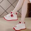 7CM Heightening Color Matching Platform Dad Shoes for Women 2025 Autumn New Fashion Versatile Lace-up Soft Leather Casual Shoes for Women