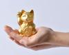 Ginjado Maneki Neko Matte Gold Hand of Cat Maneki Neko Good Luck Feng Shui Figurine Takaoka Copperware Neko (Gold Plated, Painted)_Right Raised/Made