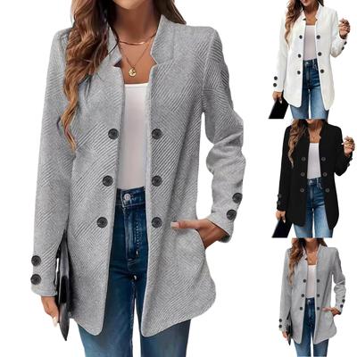 Женский модный повседневный однотонный двубортный с тремя пуговицами и длинными рукавами