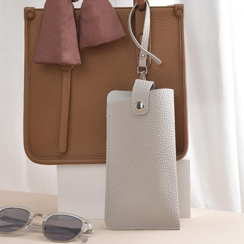 Luxury Women'S Eyeglass Case Leather Soft Holder Pocket Cases Slim Travel Pouch For Sunglasses Eyeglasses Eyewear With Lanyard