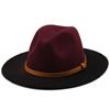 Hot Women Men Wool Vintage Trilby Felt Fedora Hat With Wide Brim Gentleman Elegant Gradient Color For Lady Winter Red Jazz Caps