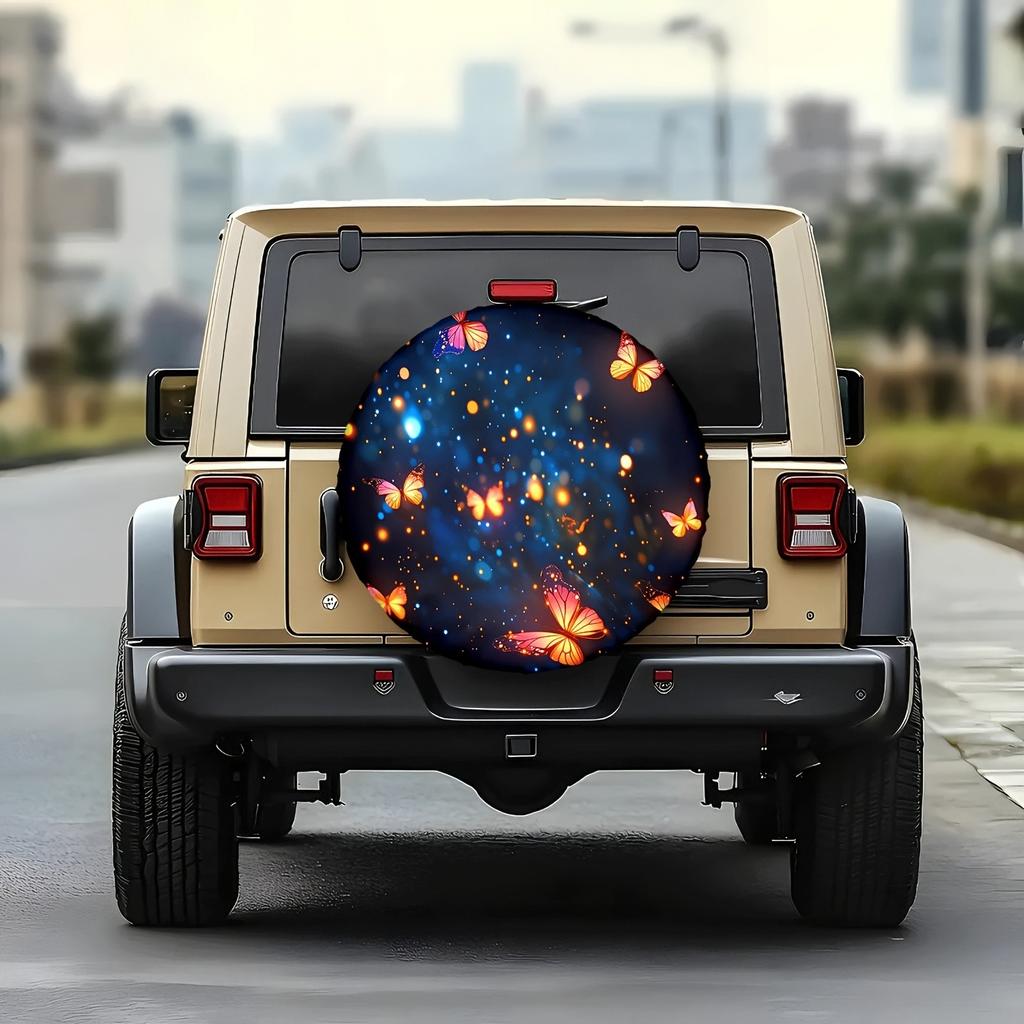 Dreamy Butterflies Spare Tire Cover Waterproof Polyester Protector for SUV Truck