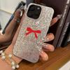 Чехол для iphone 16 Plus 18 Pro Max 13 XR 17 Pro XS Max 11 12 15 14 Air Красный Бант и Фон со Словами Блеск Трещины Фольга Акрил ТПУ Чехол для Телефона