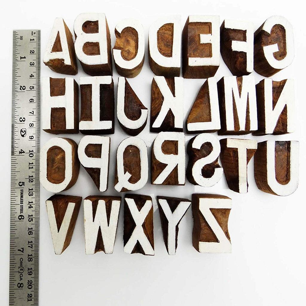 Деревянный алфавит Декоративная текстильная печать Блоки ручной работы Штамп