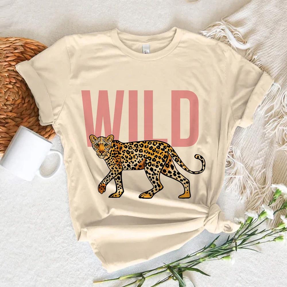 Leopard Print Love Top Women Funny Summer Girl Designer Clothes Summer Casual Short Sleeves Tops Kawaii Women Tshirt Streetwear
