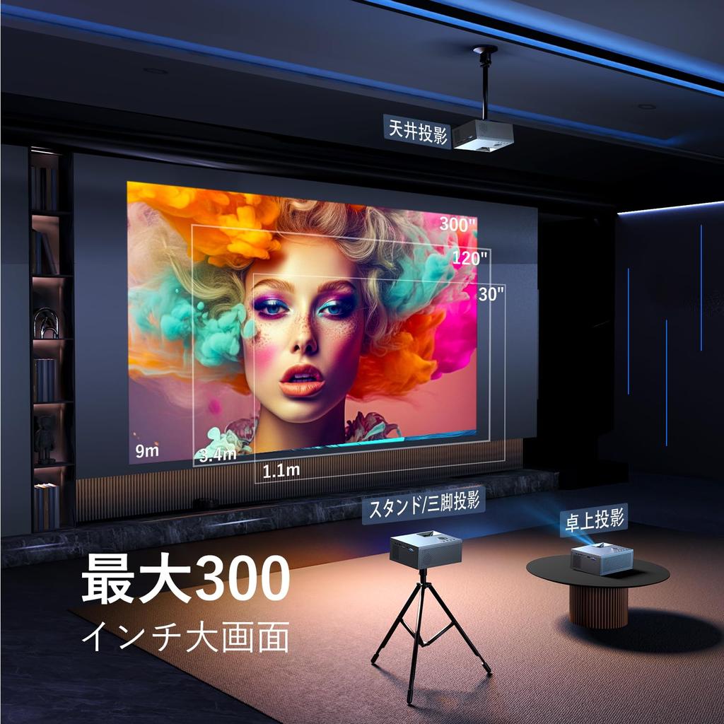 WiFi Bluetooth OWNKNEW 4K домашний потолок 300 дюймов большой Keystone HiFi Zoom потолочный подвесной можно подключить к игровому плееру HDMI управление в комплекте [5G и