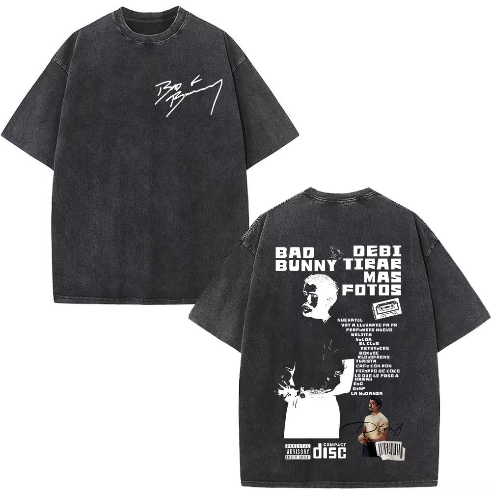 Washed Vintage Bad Bunny DTMF Residencia En El Choli Merch TShirts Debi Tirar Mas Fotos Tshirt Mens Hip Hop Oversized Tshirts