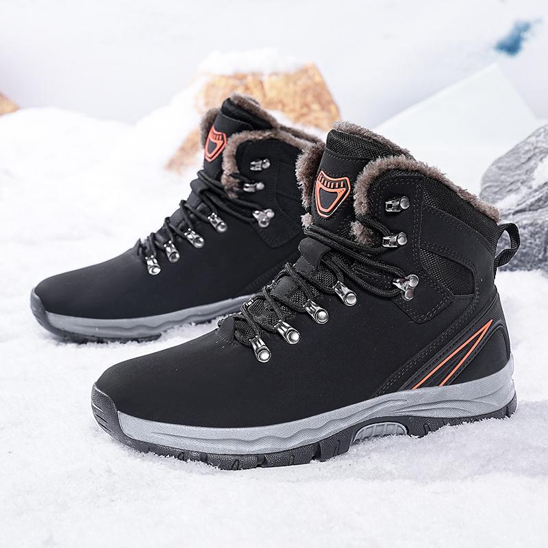 Уличные нескользящие мужские зимние ботинки 2024 года, утолщенные теплые мужские повседневные ботинки, зимние походные ботинки, большие размеры, водонепроницаемые ботинки из бархата