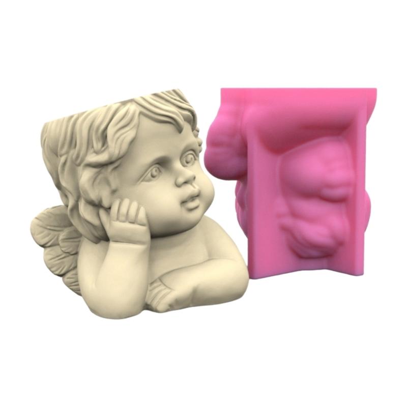 Cute Angel Silicone Mold Succulent Flower Silicone Mold for Crafts Unique Succulent Candle Holders
