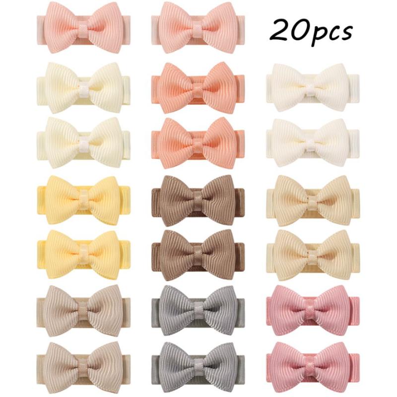 20/30/40 шт. 1,2'' Ленточные Мини Заколки-Бантики для Волос для Маленьких Девочек Милые Ручной Работы Бантики Шпильки Головные Уборы Аксессуары для Волос для Малышей