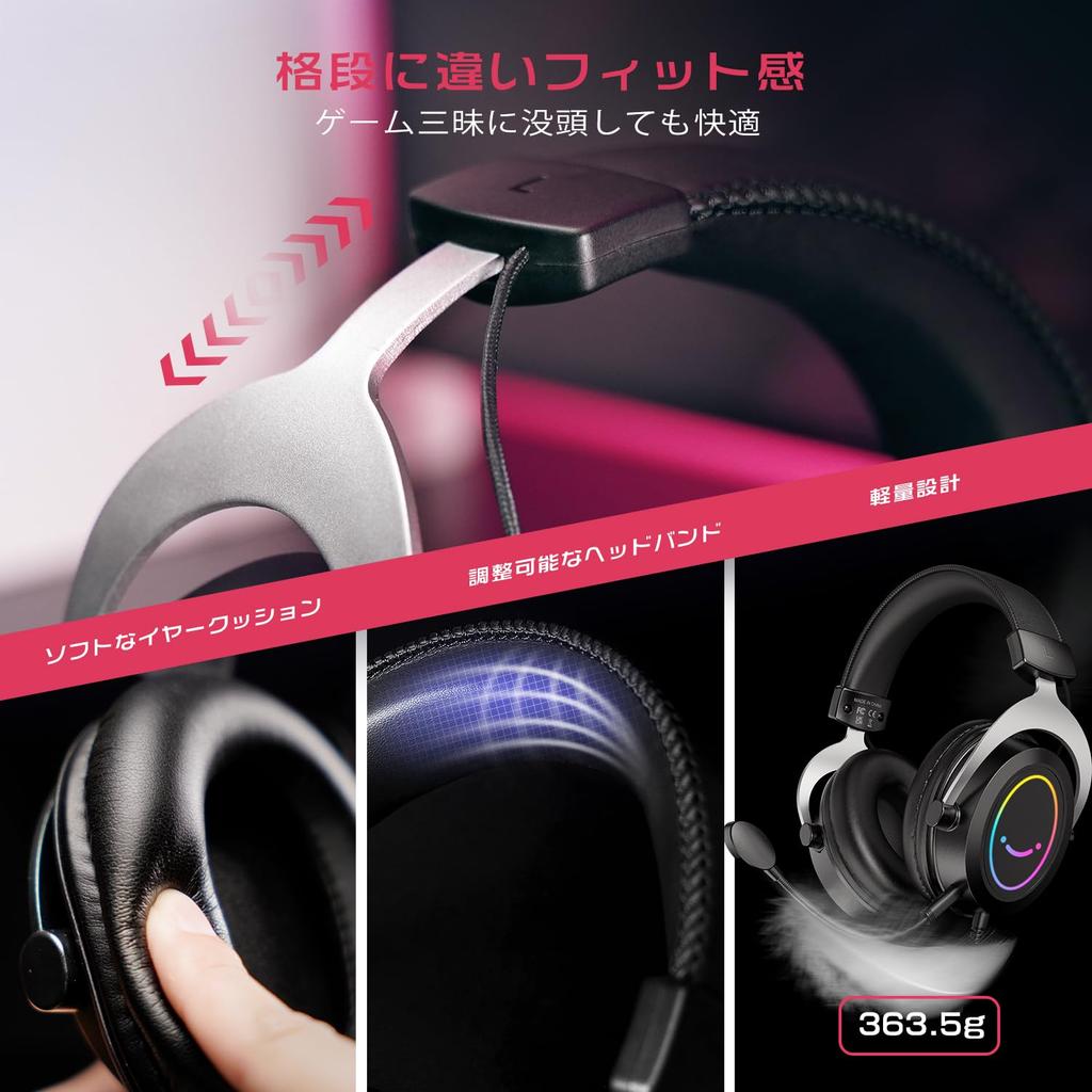 FIFINE Gaming Headset Connection Wired Sealed RGB Lighting with Detachable Microphone Compatible with For Gamers Movies Black AmpliGame H3 3.5mm