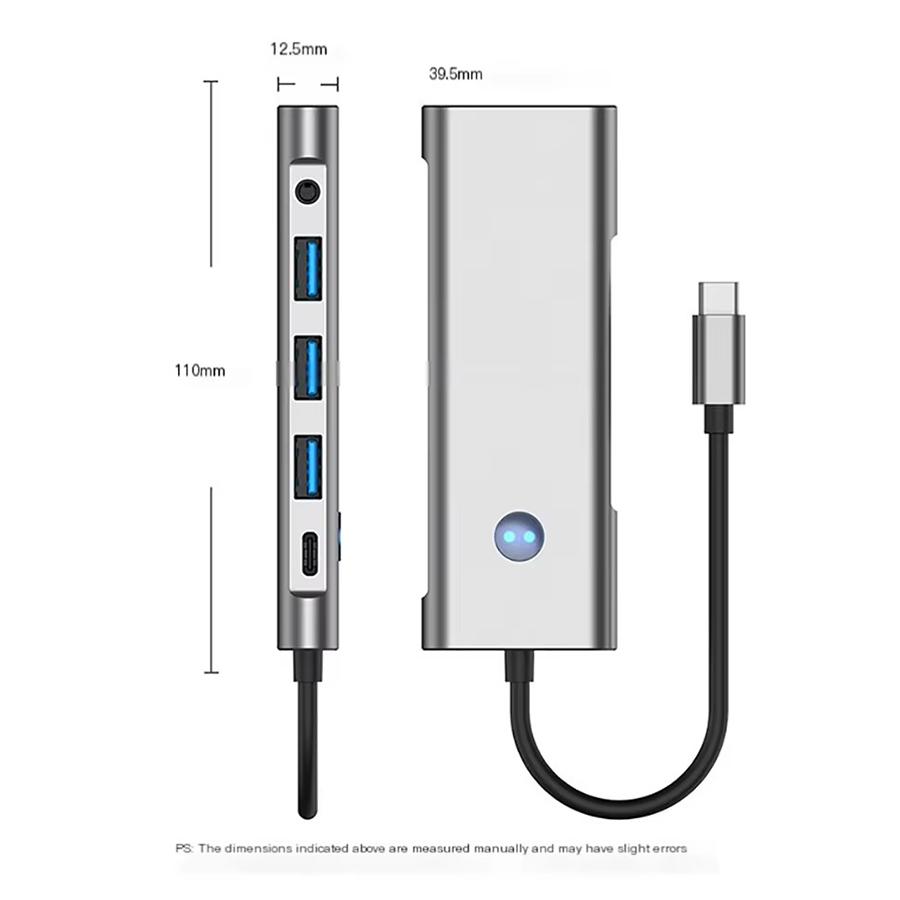 Док-станция 9 в 1 Type C USB C HUB с кнопкой выключения экрана USB 3.0 5 Гбит/с HUB 4K 60 Гц HDMI 100 Вт Быстрая зарядка для ноутбука MacBook PC