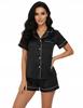 SATIN pajamas SHORT SLEEVE satin shirt with BUTTONS two-piece SET