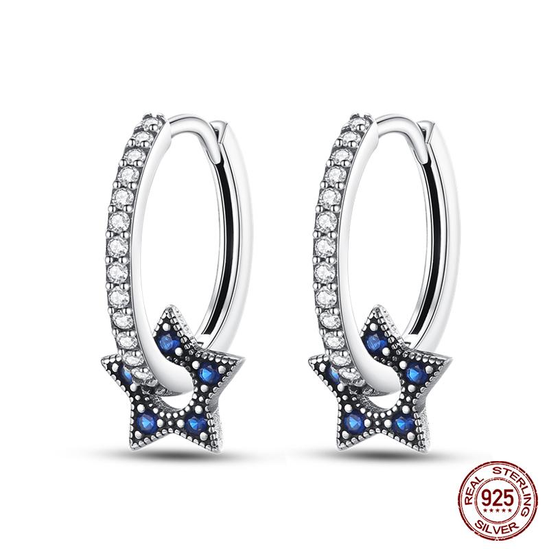 Настоящие серьги-звезды из стерлингового серебра 925 пробы для женщин, сверкающие циркониевые серьги-гвоздики, роскошные изысканные помолвочные свадебные украшения, подарок для девушки