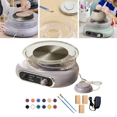 Мини гончарный круг в комплекте Керамическая машина для изготовления керамики с лепестком для ног Съемная чаша Электрическая глина