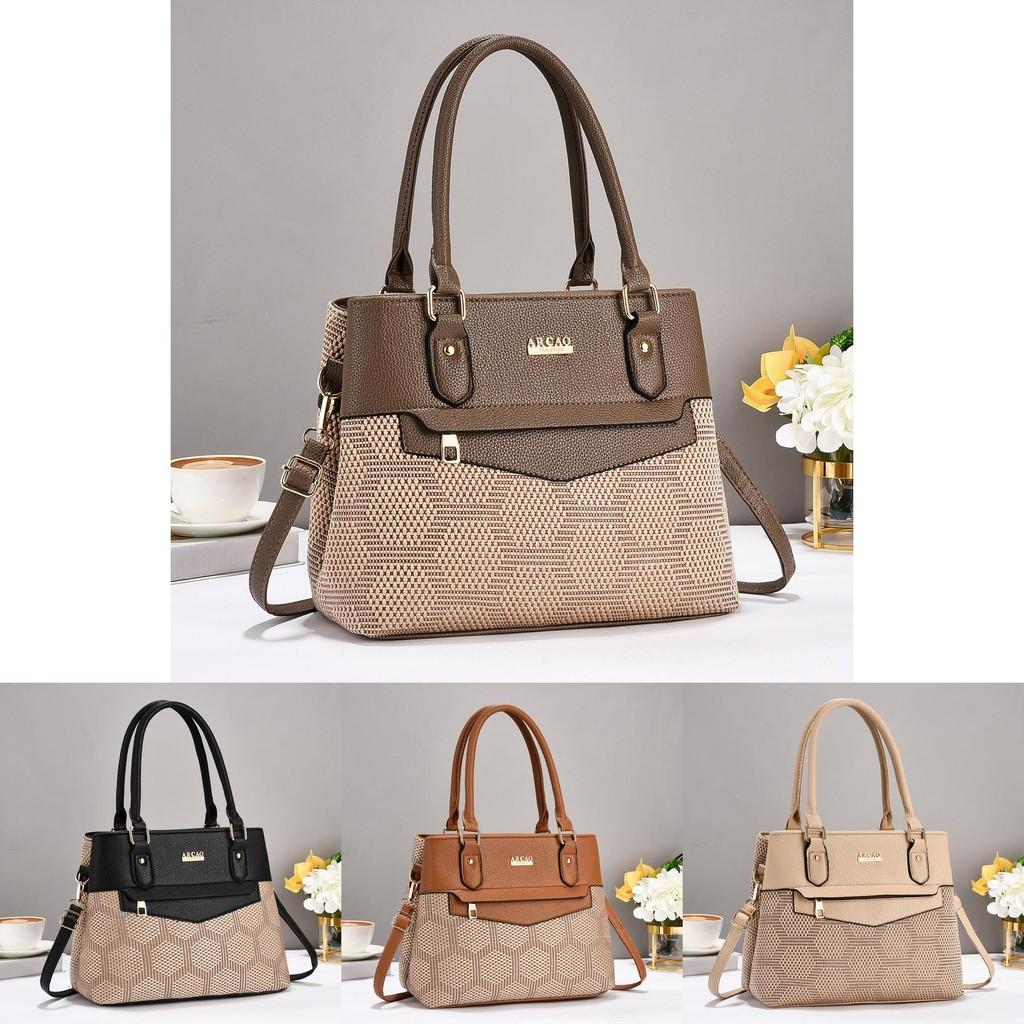 Stylish Women's Tote Bag In Elegant Black And Earthy Tones With Chic Design Features