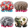 Fashion Printing Bath Cap Women Sleeping Hat Night Sleep Cap Waterproof Comfortable Hair Care Shower Hat Bathroom Accessories