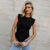Summer Fashion Solid Color Sleeveless Crew Neck Slim Ribbed Sexy Hottie Top Vest Suspender Women