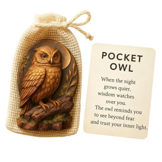 Animal Pocket Hug with Positive Card Emotional Support Love Heart Wolf Turtle Owl Rabbit Crow Pocket Token Decoration Inspirational Encouragement Gift