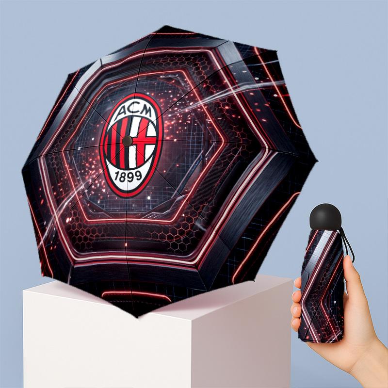AC Milan Рисунок Печатный Мини 5 Сложений 8 Спиц Компактный Зонт Ветрозащитный Водонепроницаемый Легкий Портативный Складной