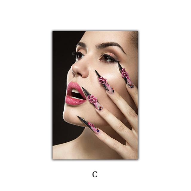 Мода Женщина в Маске Модель Красота Макияж Дизайн Ногтей Плакат Абстрактное Искусство Живопись Настенная Картина Украшение Дома Спальня HD Печать