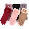 Plush Warm Gloves Bowtie Driving Mittens Fashion Cycling Gloves  for Outdoor