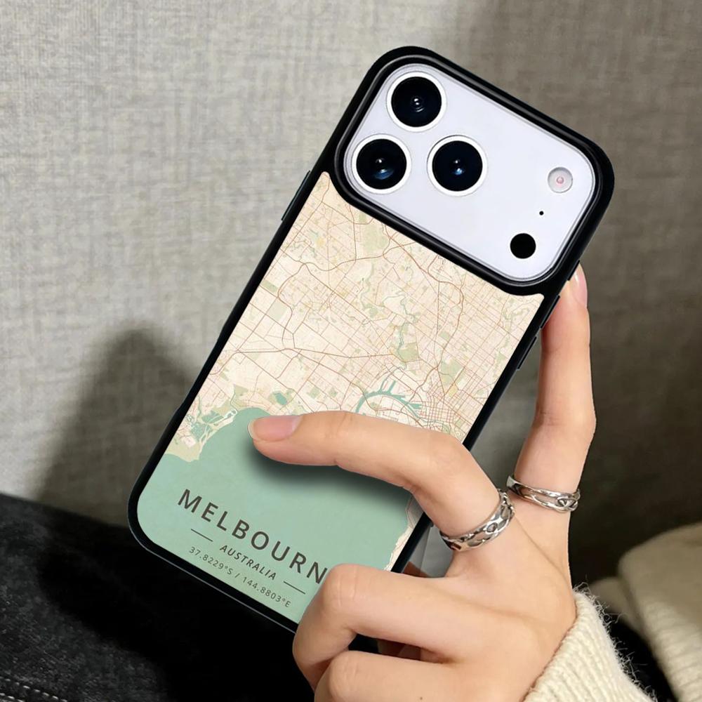 Capa Case for iPhone 17 Air 16 Pro Max 15 Plus 11 13 Mini 14 12 Back Phone Cover Ins Travel Country Sketch City Map
