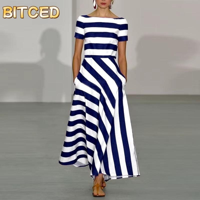 BITCED Женские модные летние весенние платья с коротким рукавом повседневные