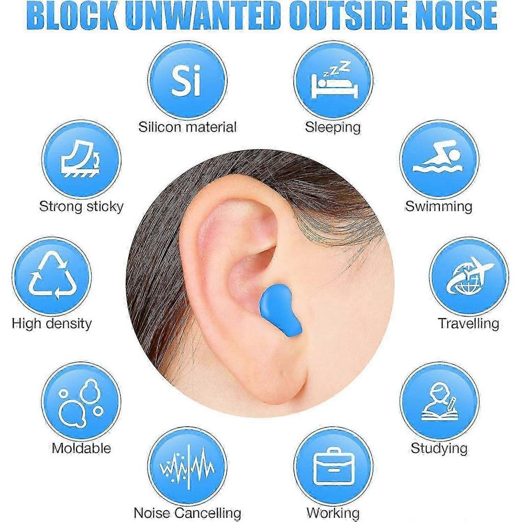 14 Pairs Silicone Ear Plugs for Sleeping Soft Reusable Moldable Silicone Earplugs Gel Ear Plugs Noise Cancelling Earplug szbym964
