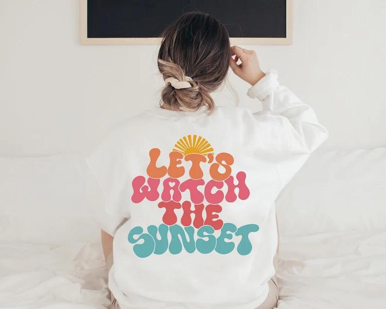 Let's Watch the Sunset [Back Print] Casual Hooded Sweatshirt with Pocket