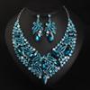 Jewelry Exaggerated Flower Gem Necklace Earrings Set Women'S Banquet Dress Accessories