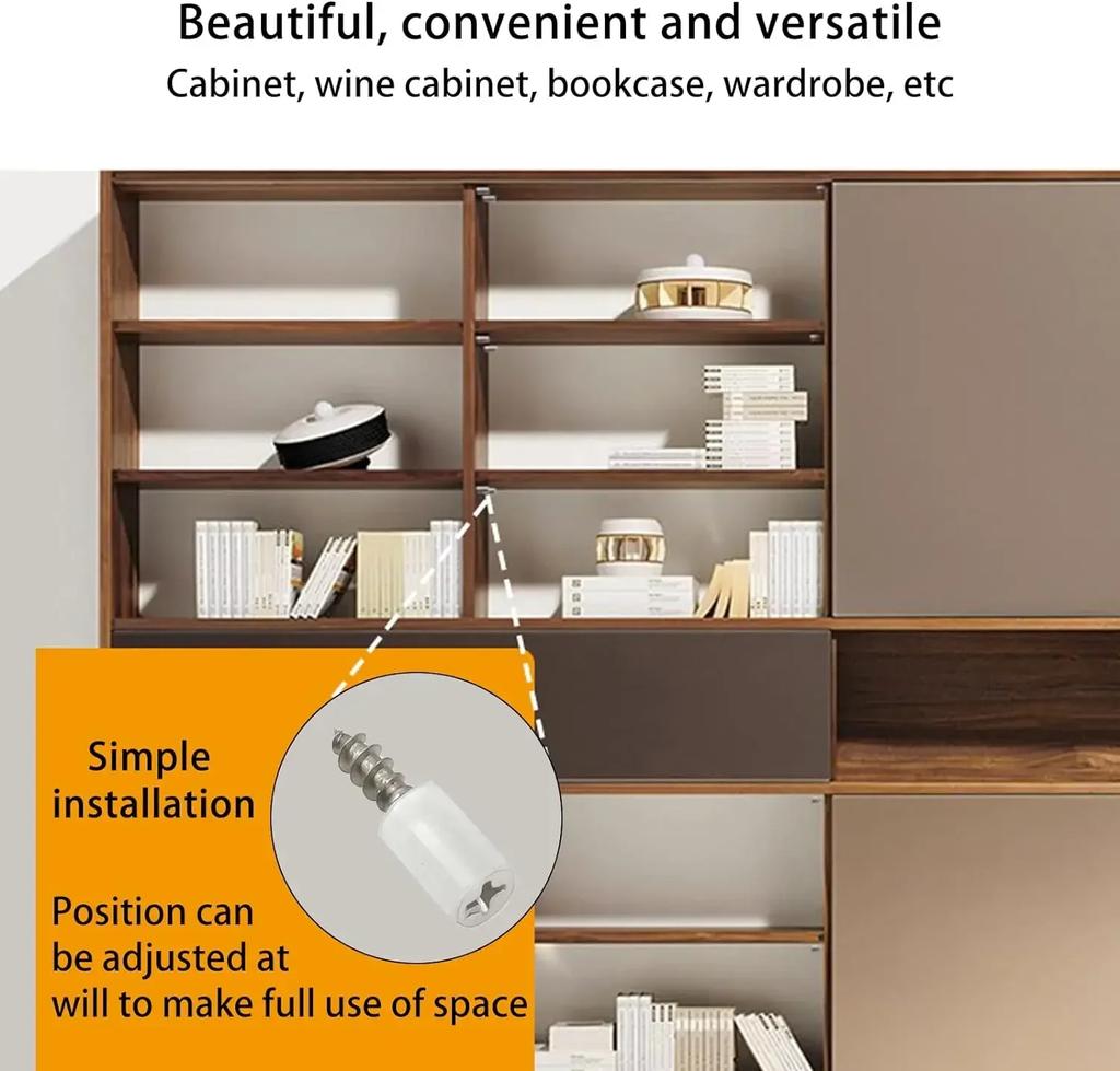 10 Self Tapping Screw Layer Plate Holder Wardrobe Septum Brackets Fixed Screw Shelf Support Pegs with Non-Slip Sleeves