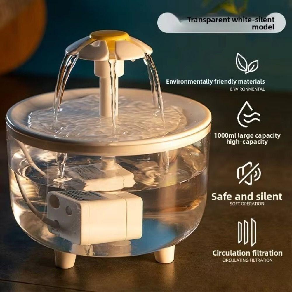Transparent Automatic Cat Water Fountain Electric Pet Drinking Fountain  Pets Home Alone