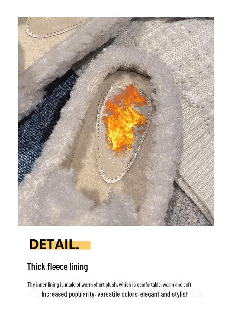 2025 Autumn/Winter Women's Thick Heel Fur Slippers, Round Toe, Closed Toe Mules, Size 41-43. Perfect for Outdoor Wear.