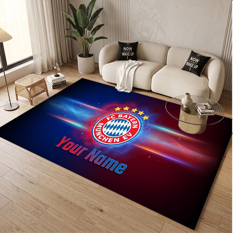 Custom Rug Bayern Munich Pattern Print Name Text Soft Non‑Slip Floor Carpet for Home Indoor Decoration